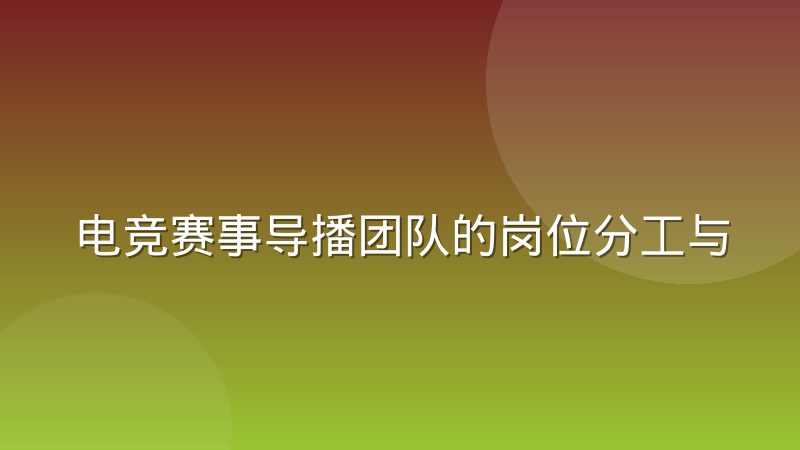 电竞赛事导播团队的岗位分工与协作机制